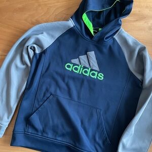 Adidas Blue and Neon Green Hoodie